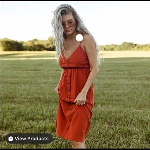 Kittenish Rust Orange Dress with Pockets XS